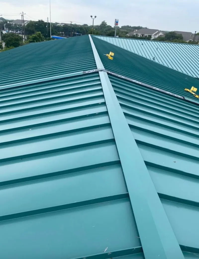 Green commercial metal roof ridge and valley for Metal Roof Repair in North Canton